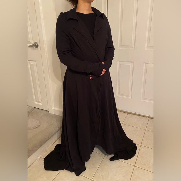 Mark & Estel Cascade Maxi Coat Long Open Drape Jersey Cardigan Oversized Jacket - Picture 3 of 9